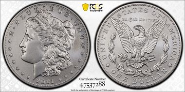 2021-S $1 Morgan Dollar 100th Anniversary MS70