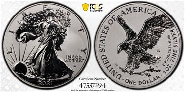 2021-S $1 Silver Eagle Rev PR - Type 2 Designer Edition PR70