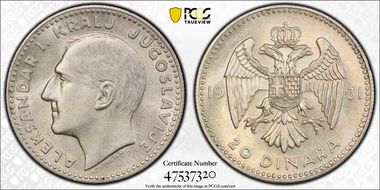 1931 20 Din AU58