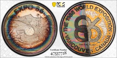 1986 Medal Expo '86 Ag MS68