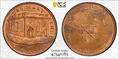 1791 Tk 1/2D DH-165 Warwickshire Kempson's MS64RB