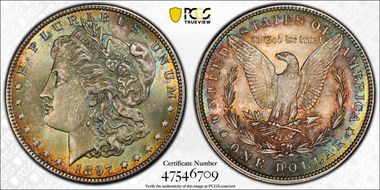 1897 $1 VAM 6A, Pitted Reverse MS64