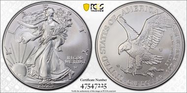 2023-W $1 Burnished Silver Eagle First Strike Stephanie Sabin SP69