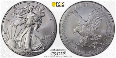 2023-W $1 Burnished Silver Eagle First Strike Stephanie Sabin SP70