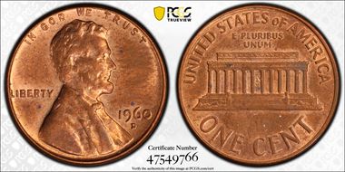 1960-D 1C Large Date AU58BN