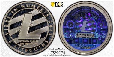 2013 5 LTC Lealana Litecoin PR69DCAM
