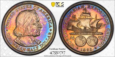 1892 50C Columbian PR61