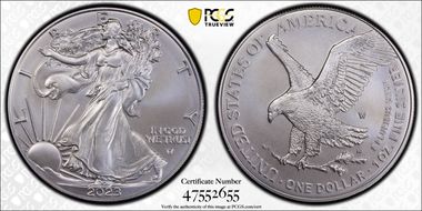 2023-W $1 Burnished Silver Eagle First Strike SP70