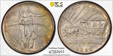 1928 50C Oregon MS66