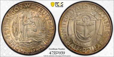 1936-D 50C Rhode Island MS66+