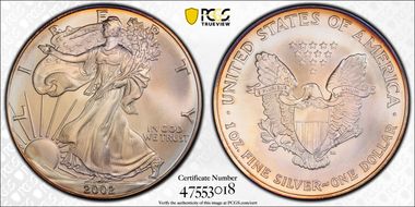 2002 $1 Silver Eagle MS69