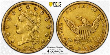 1836 $2.50 Script 8 VF35