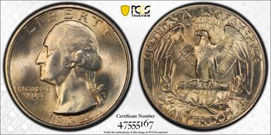 1934 25C Medium Motto MS64