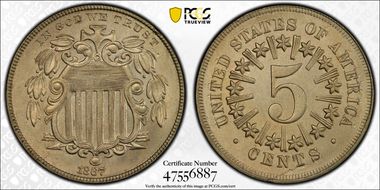1867 5C Rays MS63