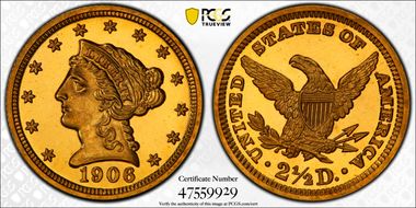 1906 $2.50 PR67+ CAM