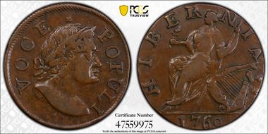 1760 1/2 P Voce Populi, No P, Nelson-9 AU50BN