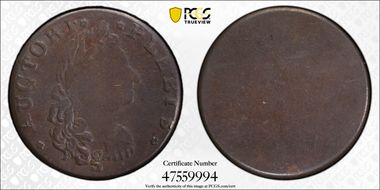 (1787) Tkn 1/2P Auctori Plebis Uniface Ornaments Breen-1152 VF30BN