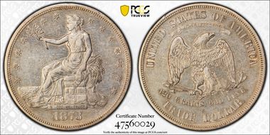 1873-S T$1 Trade AU53