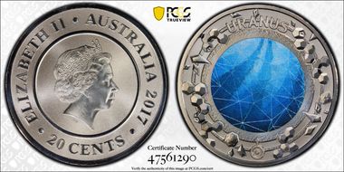 2017 20C Planetary Coins Uranus Colorized MS70