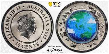 2017 10C Planetary Coins Earth Colorized MS69