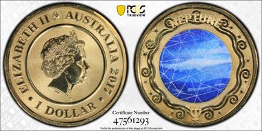 2017 $1 Planetary Coins Neptune Colorized MS69
