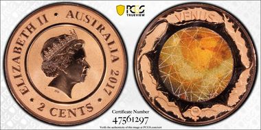 2017 2C Planetary Coins Venus Colorized MS70RD