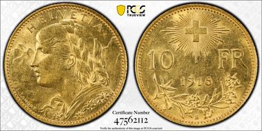 1915 B 10 Fr KM-36  Au MS62