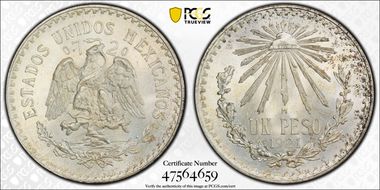 1921-M Peso KM-455  Ag MS66