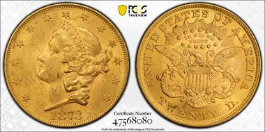 1873 $20 Open 3 MS62