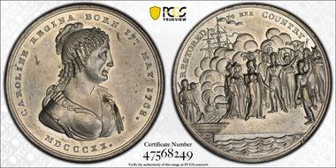 1820 Medal BHM-1025 Sn Queen Carolines Return N1