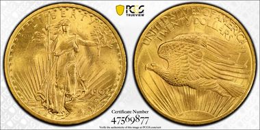 1907 $20 Saint-Gaudens MS64