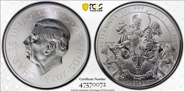 2023 £2 Britannia Charles III Effigy Rev PR PR70