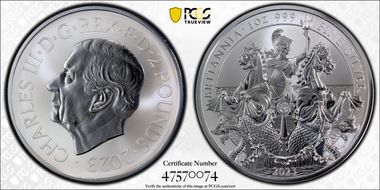 2023 £2 Britannia Charles III Effigy Rev PR PR70