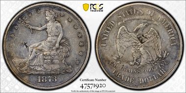 1873-S T$1 Chopmarked N1