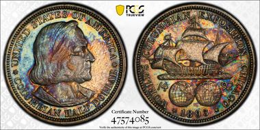 1893 50C Columbian AU58
