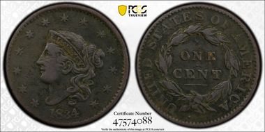 1834 1C N-3 Lg 8 Sm St Med Lt N1BN