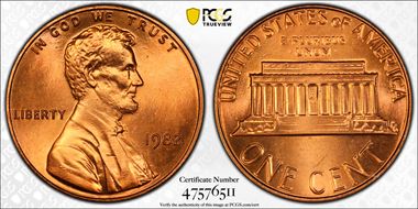 1982 1C Zinc, Small Date MS66RD