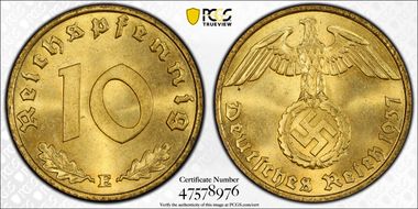 1937-E 10 Pfg J-364 MS65