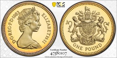1983 £1 S-J1 Ensigns Armorial PR68DCAM