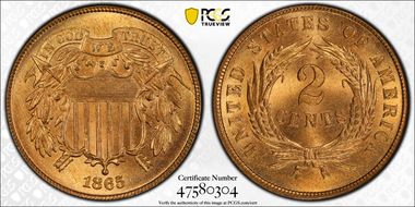 1865 2C Fancy 5 MS66RD