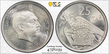 1957 25 Pta (1972) MS67
