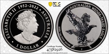 2023-P $1 Wedge-Tailed Eagle Incused Design 1oz Ag PR70DCAM