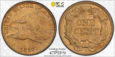 1857 1C Flying Eagle MS63