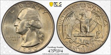 1950-D/S 25C OMM, FS-601 AU58