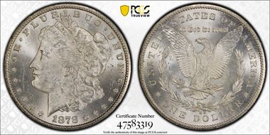 1878-CC $1 VAM 6, Doubled Leaves MS62
