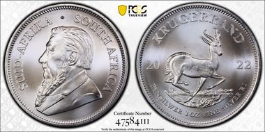 2022 1 Rand Krugerrand Silver First Strike MS69