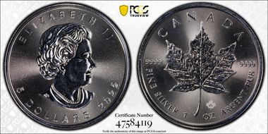 2022 $5 Maple Leaf Ag MS66