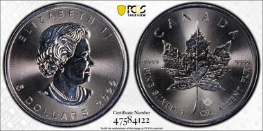 2022 $5 Maple Leaf Ag MS66