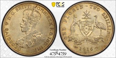 1916-M Florin KM-27  Ag MS62
