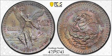 1985-Mo Onza Libertad Ag MS66